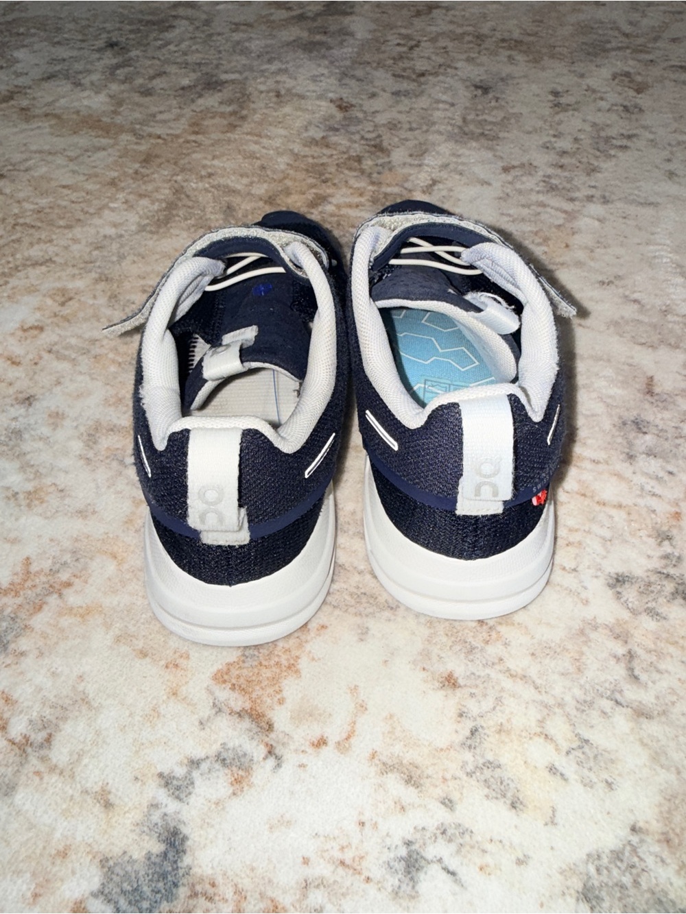 On Running Kids Navy Velcro Athletic Sneaker - Picture 3 of 5